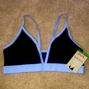 Maidenform Triangle Bralette Bra‎ Navy baby blue Large NWT